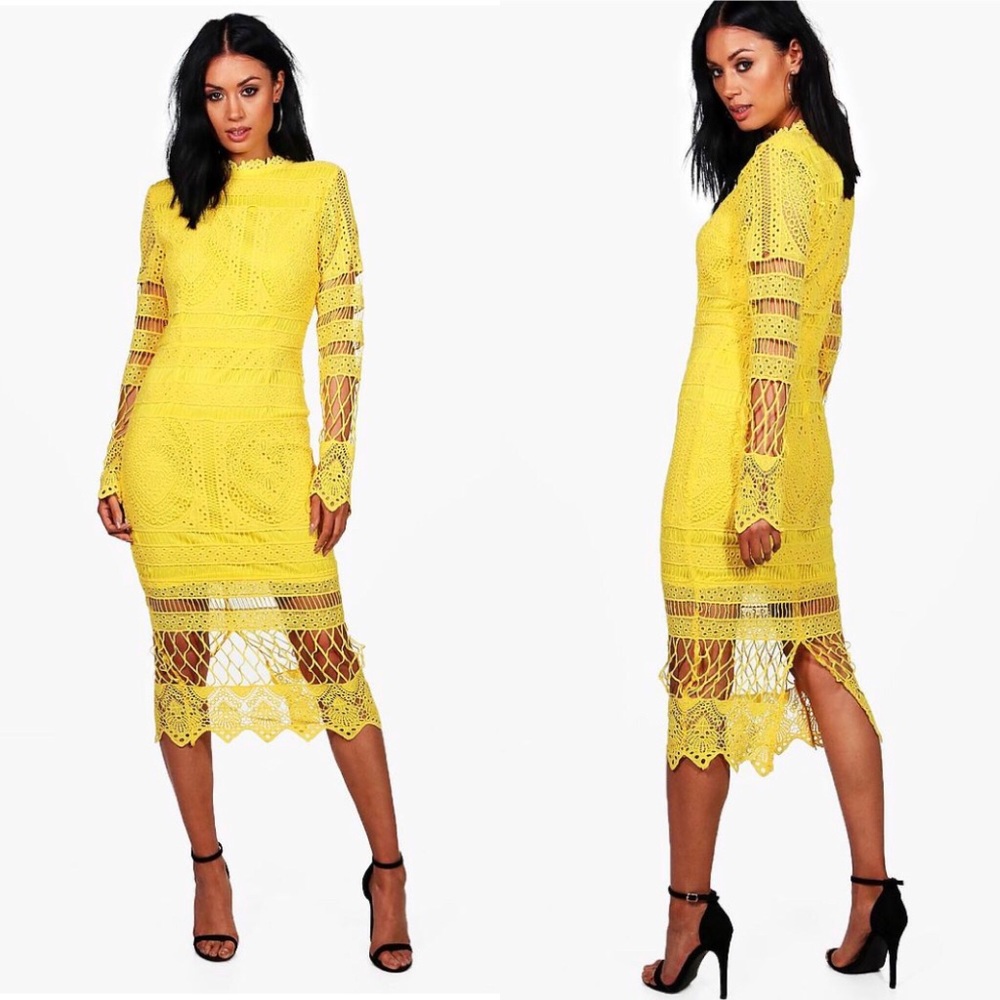 Boutique Lace Paneled Midi Dress - Picture 2 of 2